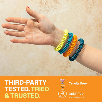 25 Pack Mosquito Repellent Bracelets for Adults & Kids - Natural Deet-Free Bands, Individually Wrapped