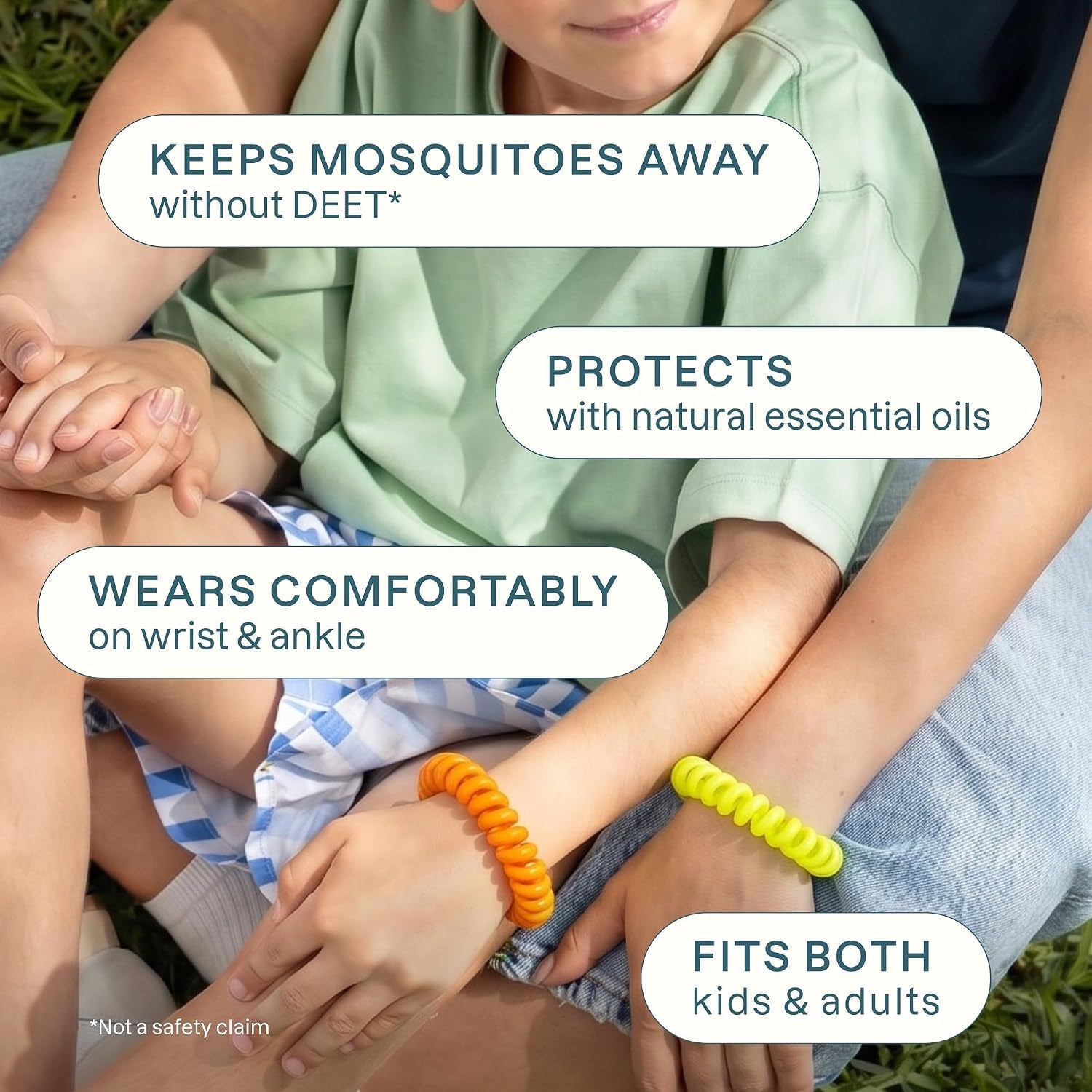25 Pack Mosquito Repellent Bracelets for Adults & Kids - Natural Deet-Free Bands, Individually Wrapped