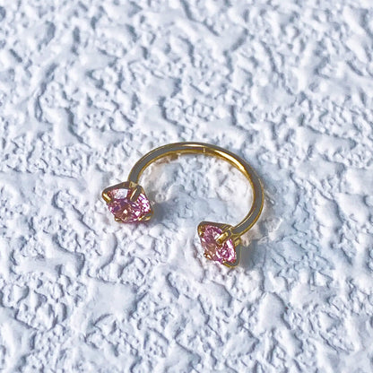 20G(0.8Mm)/18G(1.0Mm) 8Mm Horseshoe Nose Hoop Internally Threaded Gems Nose Ring with Free Ball Holder | Caution: Avoid Overtightening; Pre-Tighten with Provided Tool Then Complete Tightening by Hand