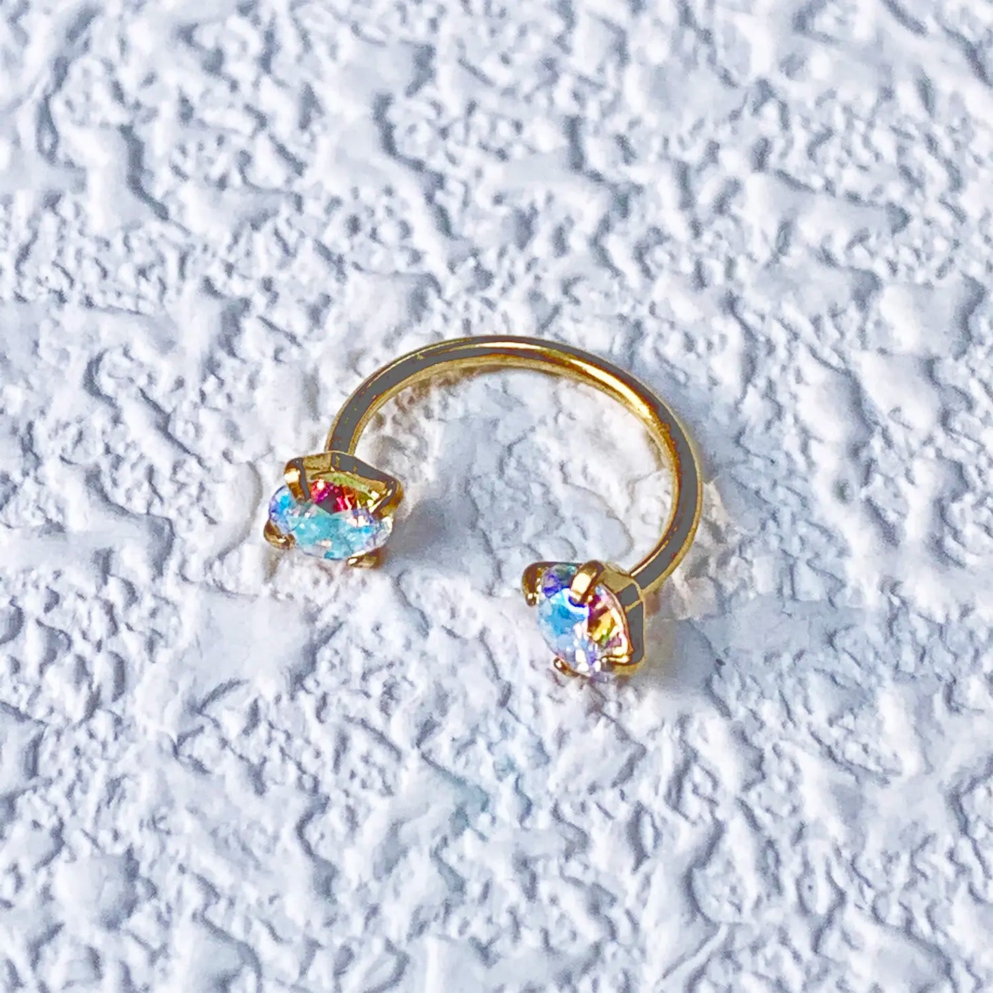 20G(0.8Mm)/18G(1.0Mm) 8Mm Horseshoe Nose Hoop Internally Threaded Gems Nose Ring with Free Ball Holder | Caution: Avoid Overtightening; Pre-Tighten with Provided Tool Then Complete Tightening by Hand