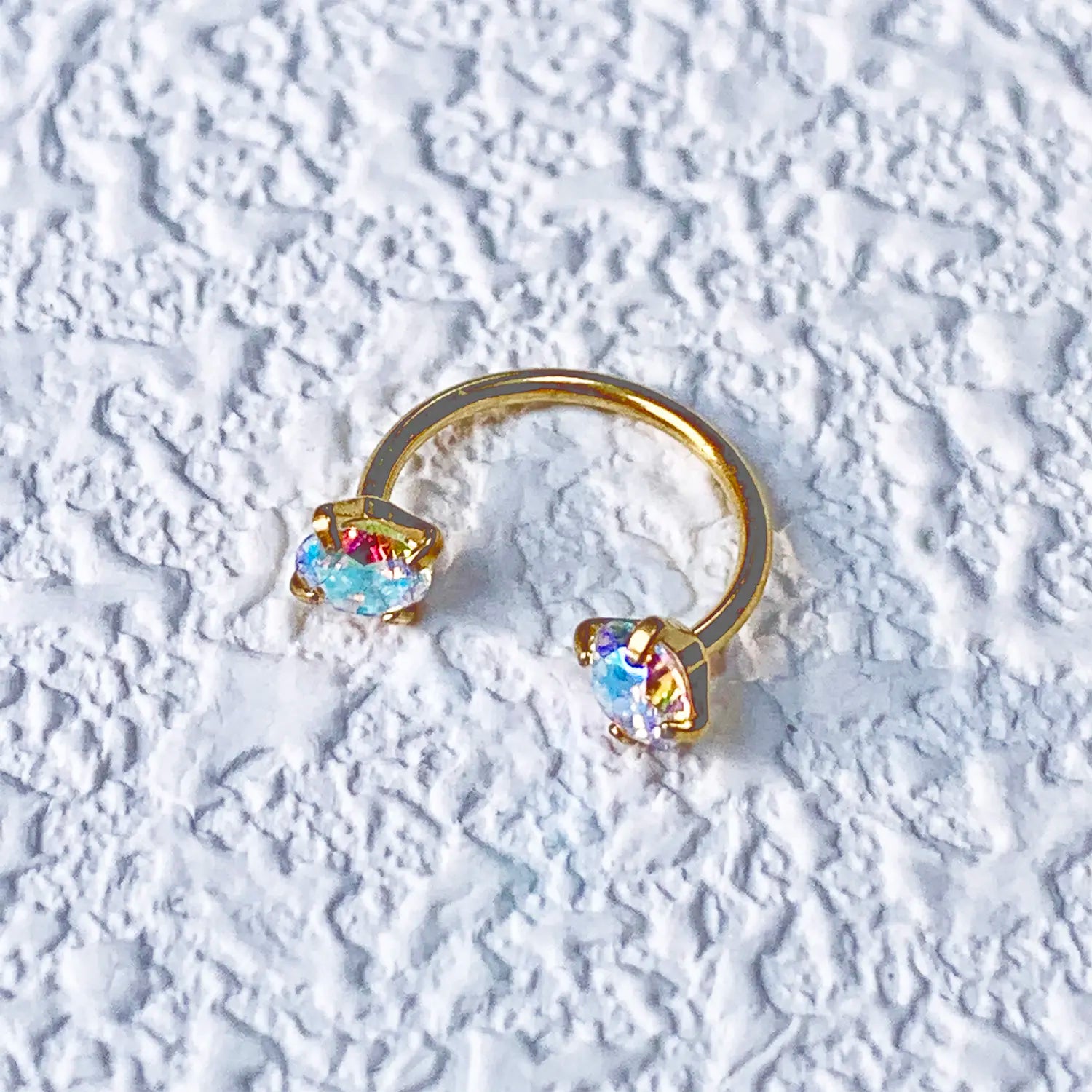 20G(0.8Mm)/18G(1.0Mm) 8Mm Horseshoe Nose Hoop Internally Threaded Gems Nose Ring with Free Ball Holder | Caution: Avoid Overtightening; Pre-Tighten with Provided Tool Then Complete Tightening by Hand