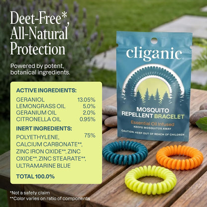 25 Pack Mosquito Repellent Bracelets for Adults & Kids - Natural Deet-Free Bands, Individually Wrapped